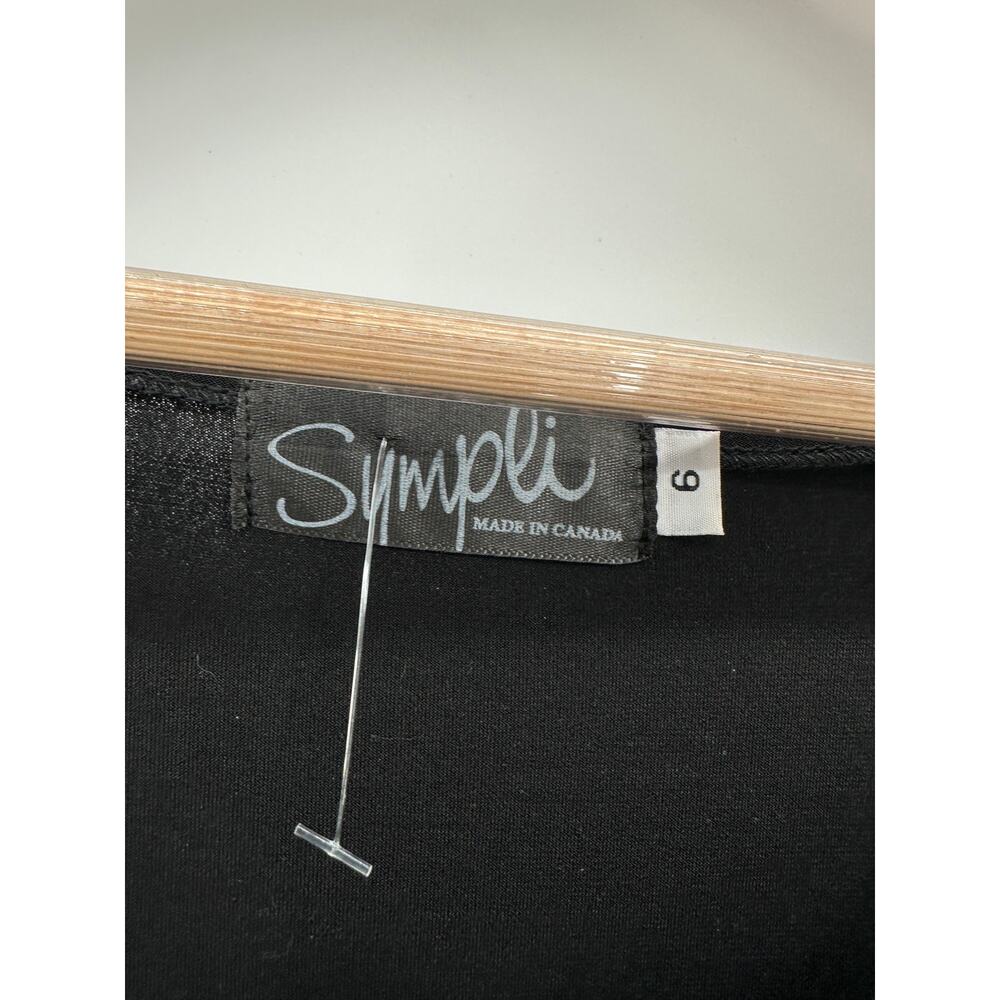 Sympli Womens 6 Black Cut Out Asymmetrical Focus Blouse Top 3/4 Sleeve Stretch - Picture 6 of 8
